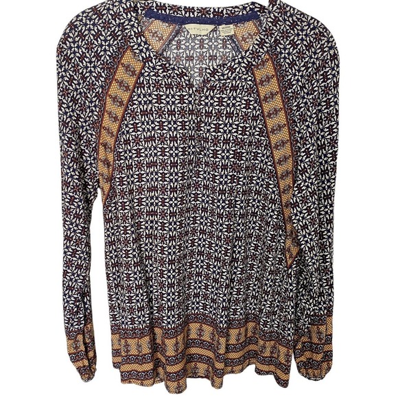 Anthropologie Tops - Anthropologie 11.1 Tylho Women's Sz M Aubina Navy Multi Peasant Blouse